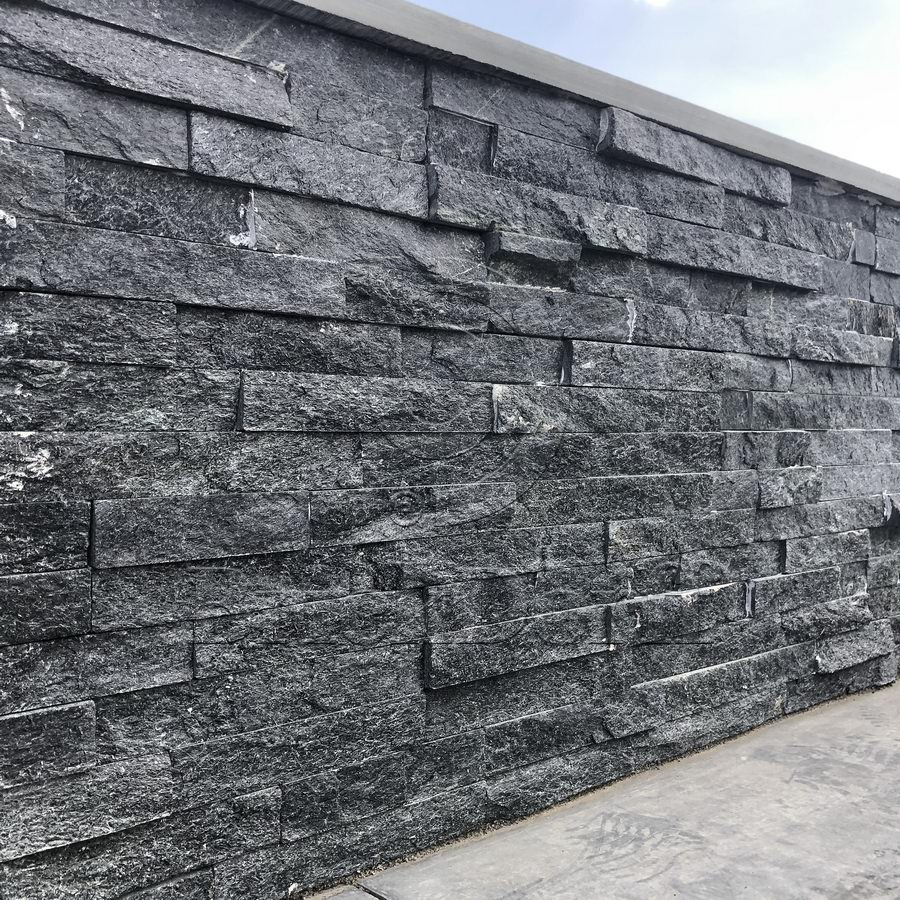 Кварцит Черный 350*180*10\12 мм, натуральный камень для фасада и интерьера BD