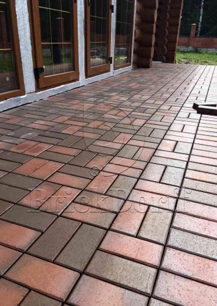 Тротуарная плитка / брусчатка Клинкерная ЛСР (RAUF Design) темно-красный флэшинг "Глазго" 200*100*50 мм