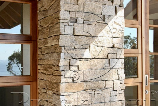 Камень грубый кварцит серо-бежевый 550*200*20\40 мм, натуральный камень для фасада и интерьера BD