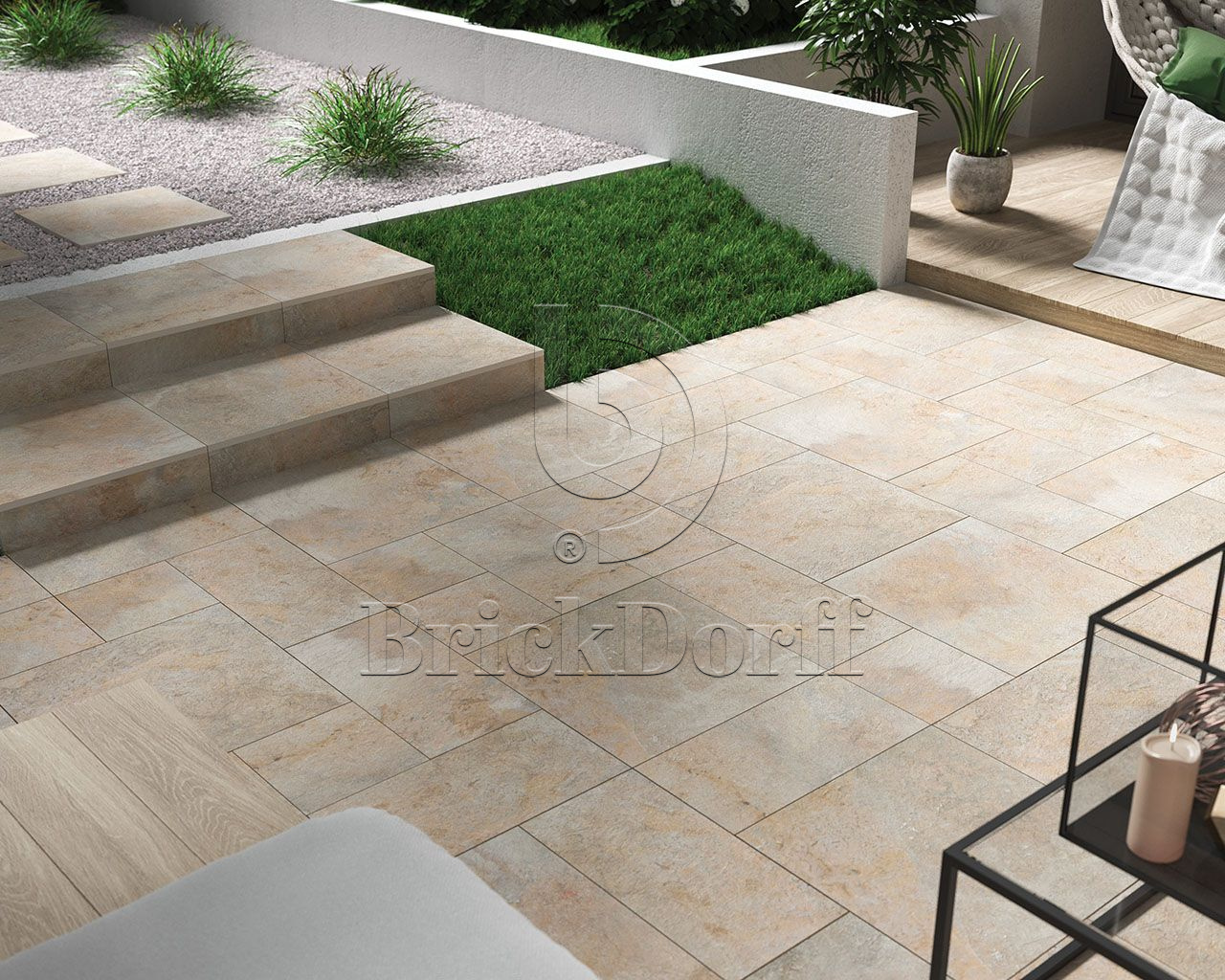 Burlington Ivory Struktura 595*1195*20 мм тротуарная плитка уличная, противоскользящая, керамогранитная Paradyz