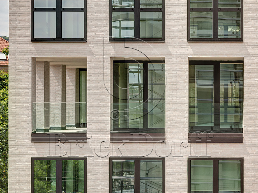 Клинкерная фасадная плитка облицовочная под кирпич Stroeher (Штроер) Glanzstueck Glanzstueck № 3 рельефная, 440*52*14 мм