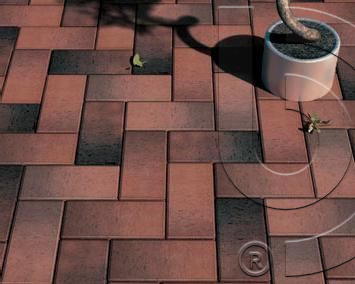 Тротуарная плитка / брусчатка Клинкерная ЛСР (RAUF Design) темно-красный флэшинг "Глазго" 200*100*50 мм