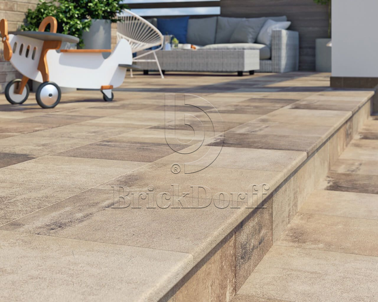 Scandiano Ochra ступень флорентинер противоскользящая с капиносом, охровая 330x300x11 мм