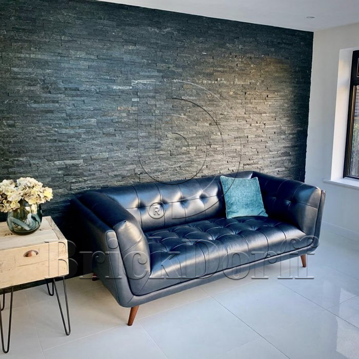 Кварцит Черный 1308H 600*150*10-20 мм, натуральный камень для интерьера и фасада BD