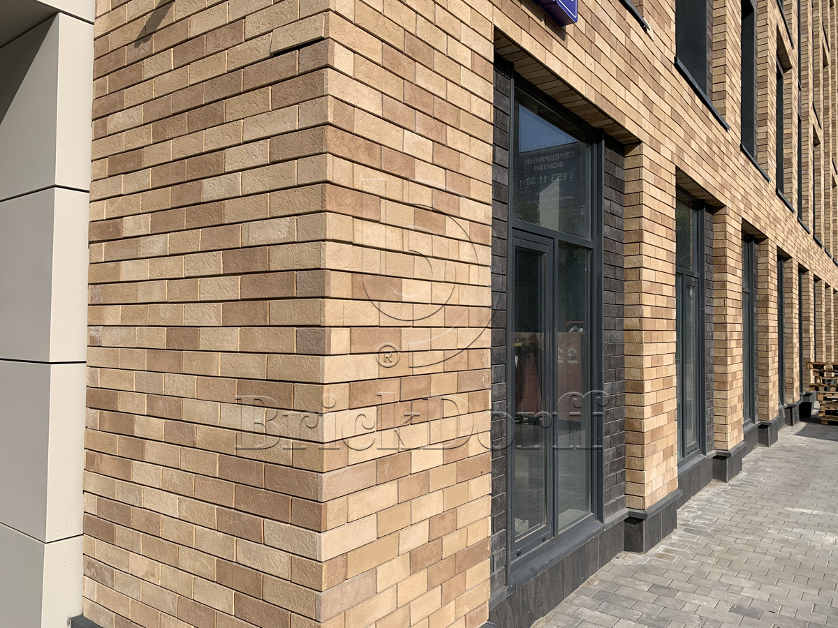 Борн-1 Плитка под кирпич для навесного вент фасада без расшивки шва  250X65X24 мм искусственный камень