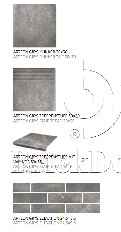 Клинкерная плитка Arteon Grys 300x300x11 – для улицы, террасы, крыльца, лестницы, морозостойкая