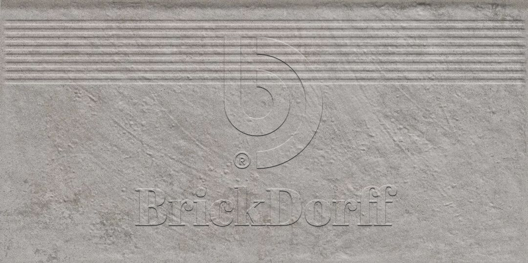 Клинкерная ступень с насечками Carrizo Grey 600*300*8,5 мм – для улицы, террасы, крыльца, лестницы, морозостойкая