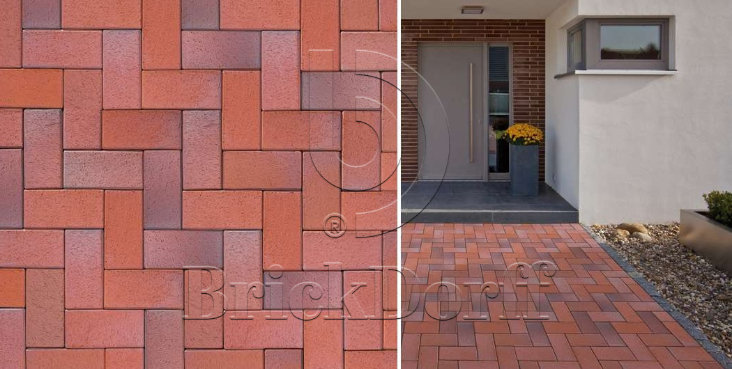 Тротуарная плитка / брусчатка Клинкерная ABC Eisenschmelz-bunt-geflammt (Еисенсчмелз-бунт-гефламмт) 200*100*52 мм