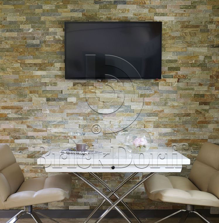 Сланец Бежевый-014 600*150*10-20 мм, натуральный камень для фасада и интерьера BD