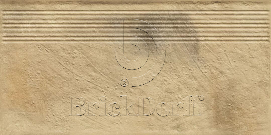 Клинкерная ступень с насечками Eremite Sand 600*300*8,5 мм – для улицы, террасы, крыльца, лестницы, морозостойкая