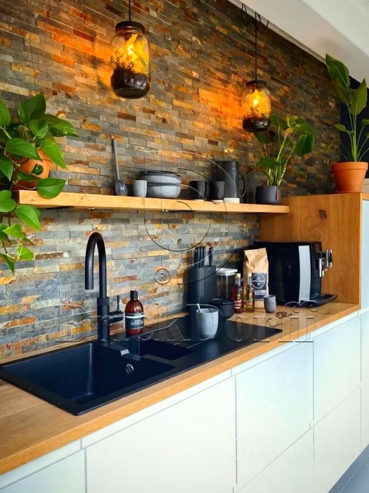 Сланец Цветной-1120 600*150*10-20 мм, натуральный камень для фасада и интерьера BD