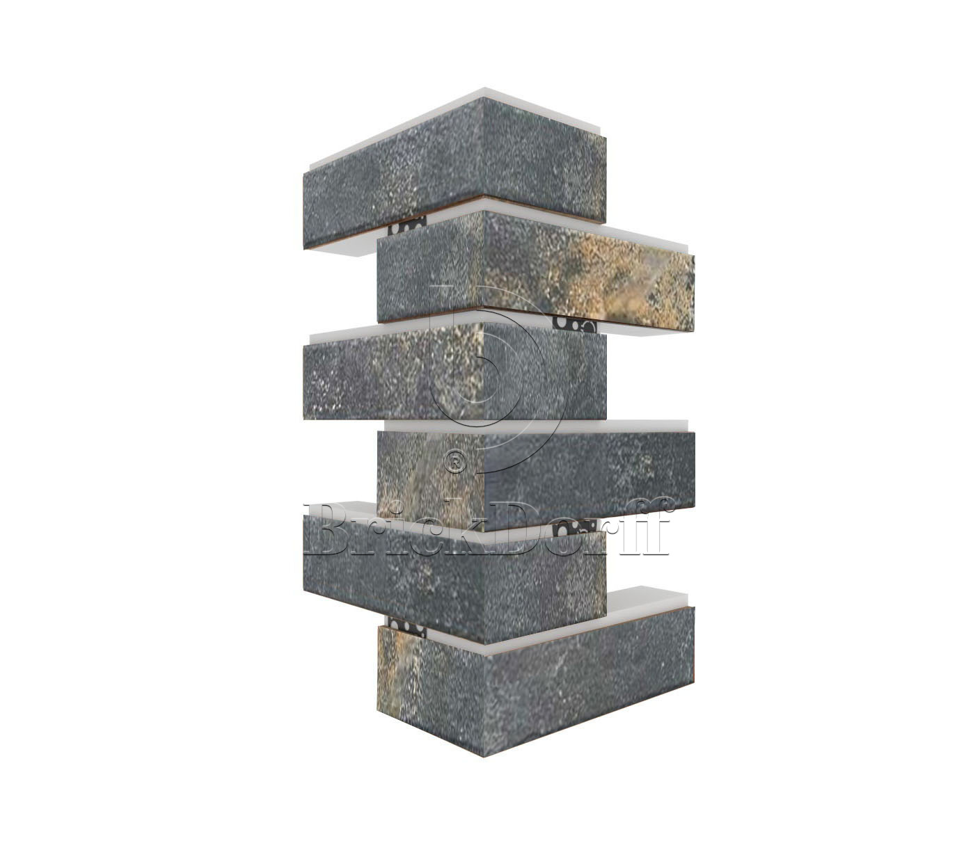 Metal Dark Угловая фасадная термопанель из пенополистирола ППС 50 мм, 0,17 м2 с клинкерной плиткой