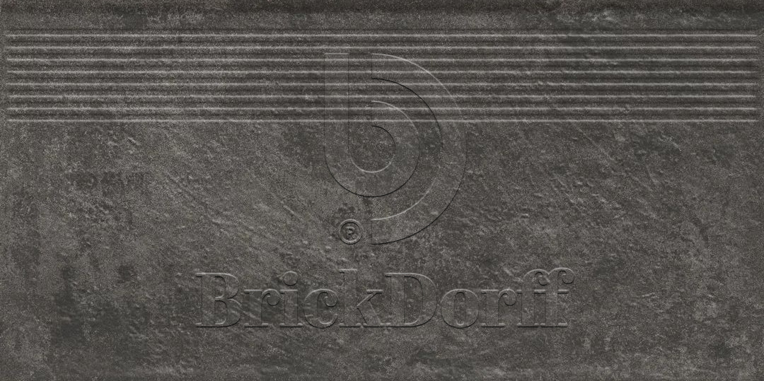 Клинкерная ступень с насечками Carrizo Basalt 600*300*8,5 мм – для улицы, террасы, крыльца, лестницы, морозостойкая