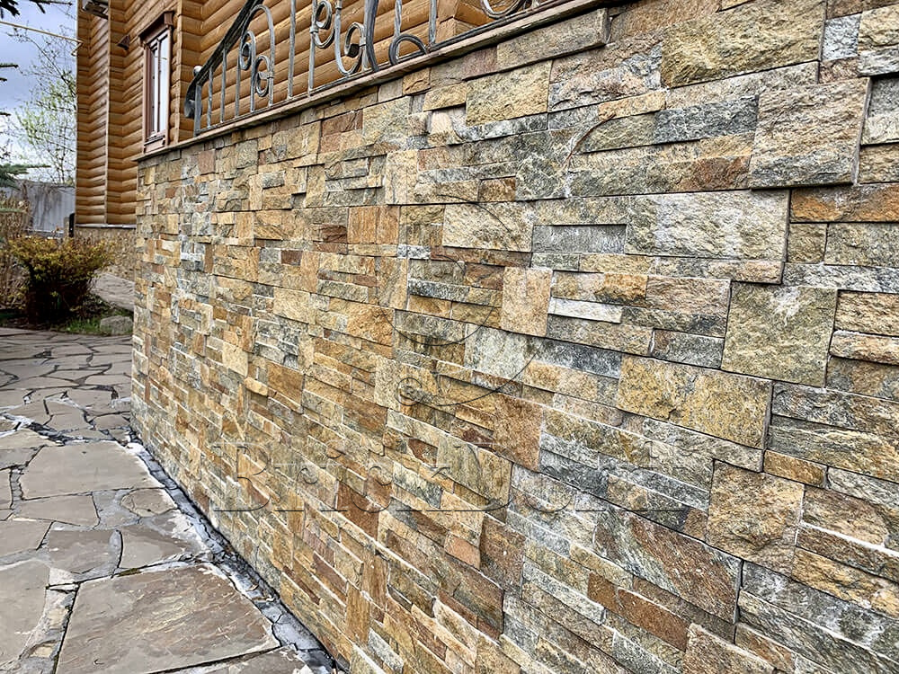 Кварцит Цветной 350*180*10\12 мм, натуральный камень для фасада и интерьера BD