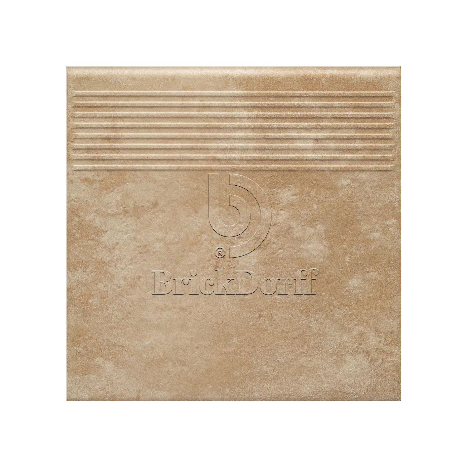 Ilario Beige клинкерная ступень с насечками противоскользящая 300x300x11 мм