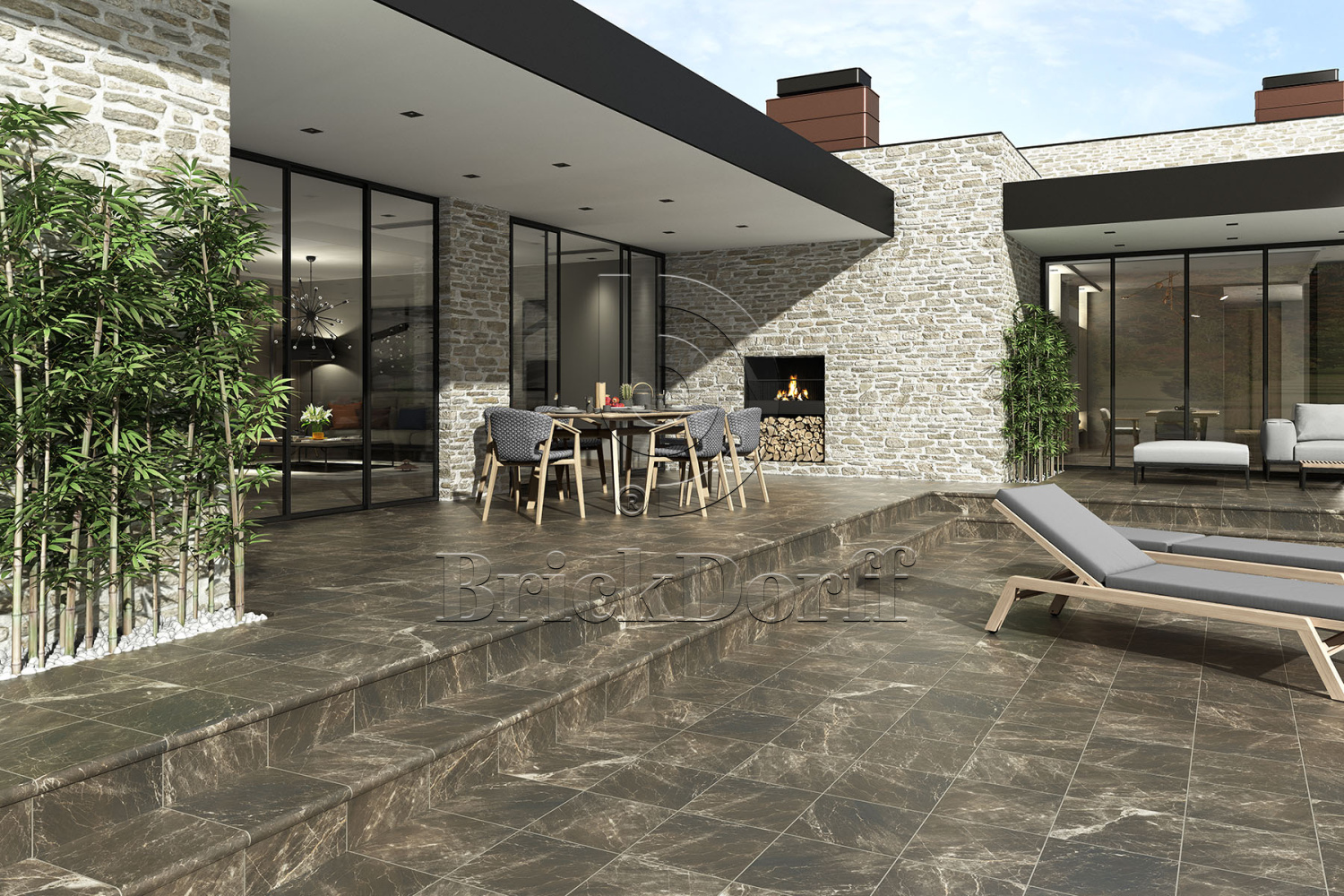 Nevada EMPERADOR Exagres 330*330*12 мм, клинкерная ступень флорентинер- с капиносом, противоскользящая