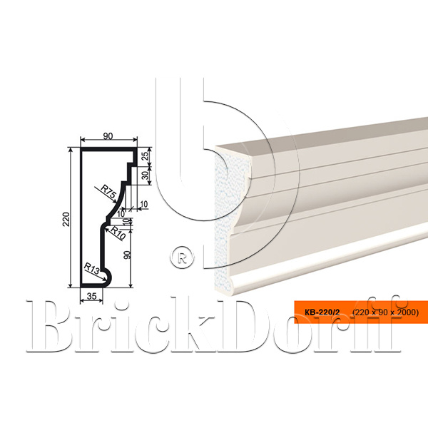 КАРНИЗ для Фасада и Интерьера - лепнина, декор из пенополистирола КВ-220/2 220*90*2000 мм