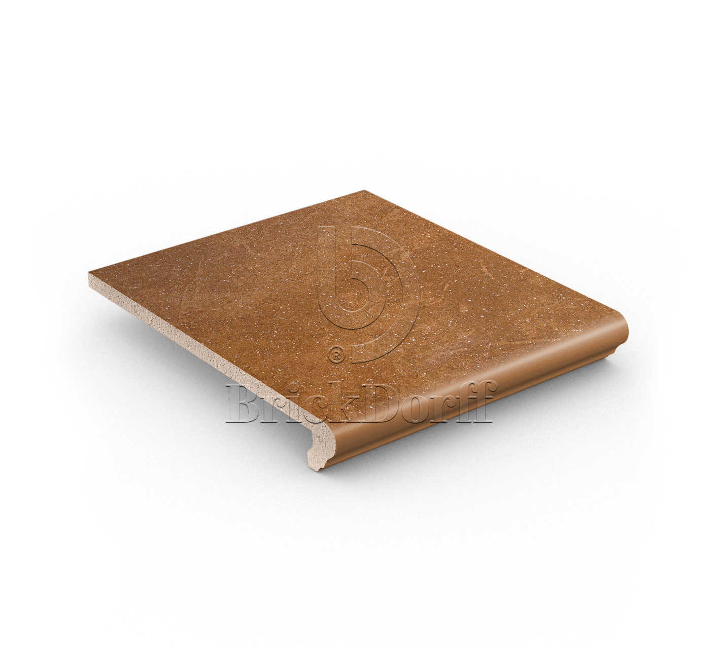 Клинкерная ступень флорентинер противоскользящая плитка Stroeher KERAPLATTE ROCCIA 839 ferro 340*294*12 мм