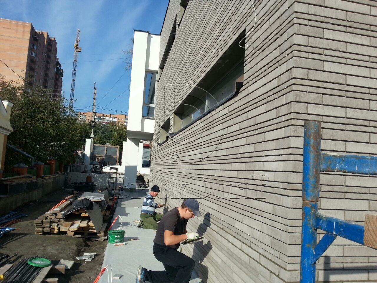 Клинкерная фасадная плитка облицовочная под кирпич Stroeher (Штроер) Zeitlos 237 austerrauch рельефная, 400*35*14 мм