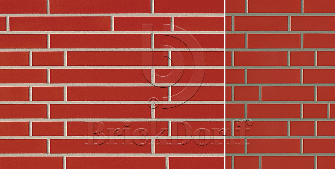 Глазурованная клинкерная фасадная плитка под кирпич ABC Rot 330 красная, 240*52*10 мм