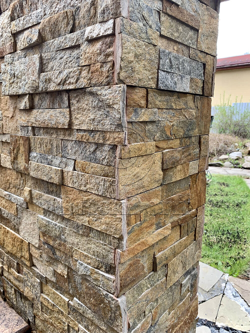 Кварцит Цветной 350*180*10\12 мм, натуральный камень для фасада и интерьера BD