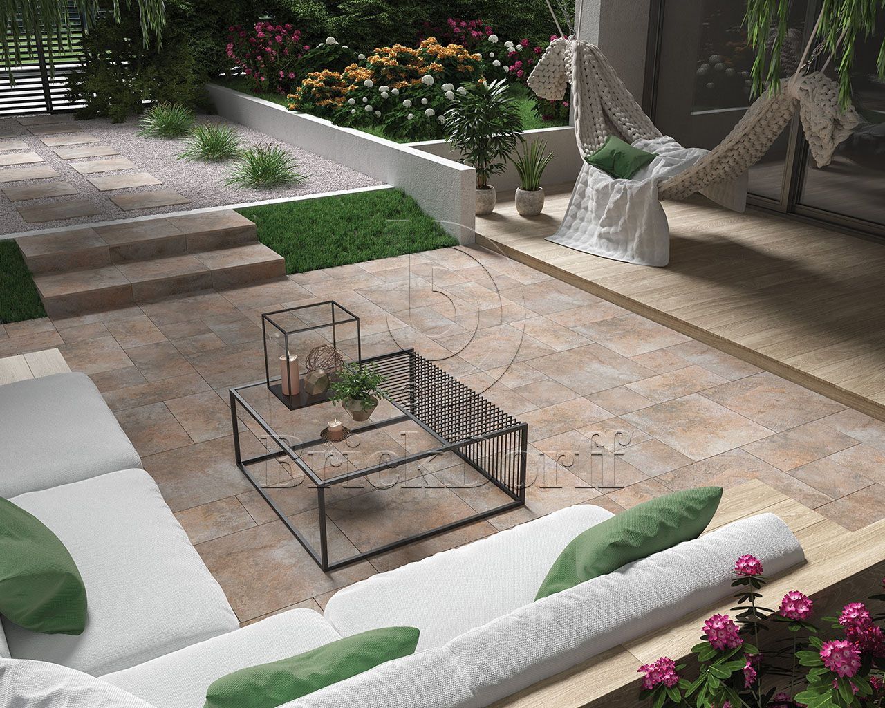 Burlington Rust Struktura 595*1195*20 мм тротуарная плитка уличная, противоскользящая, керамогранитная Paradyz