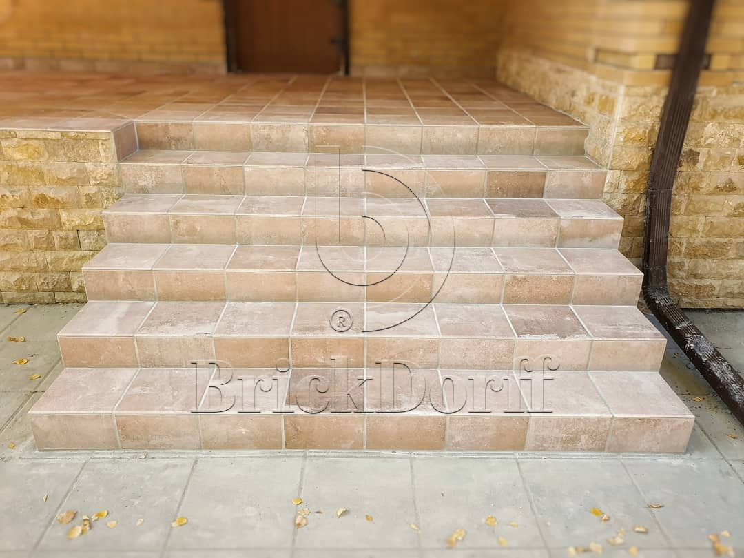 Scandiano Ochra клинкерная ступень с насечками противоскользящая 300x300x11 мм