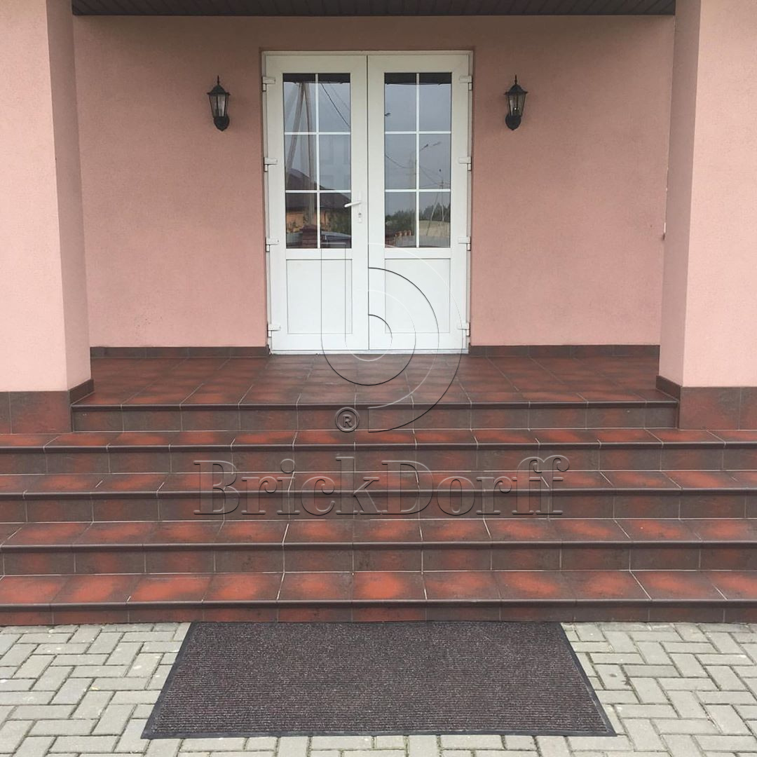 Клинкерная ступень флорентинер Semir Rosa противоскользящая с капиносом, красный 330x300x11 мм