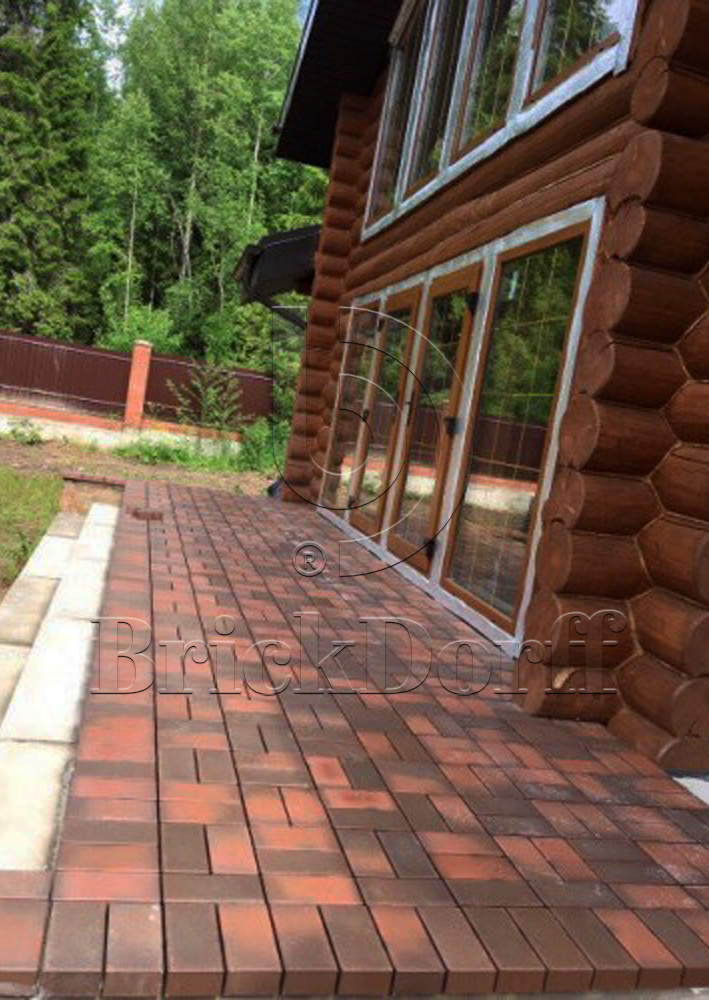Тротуарная плитка / брусчатка Клинкерная ЛСР (RAUF Design) темно-красный флэшинг "Глазго" 200*100*50 мм