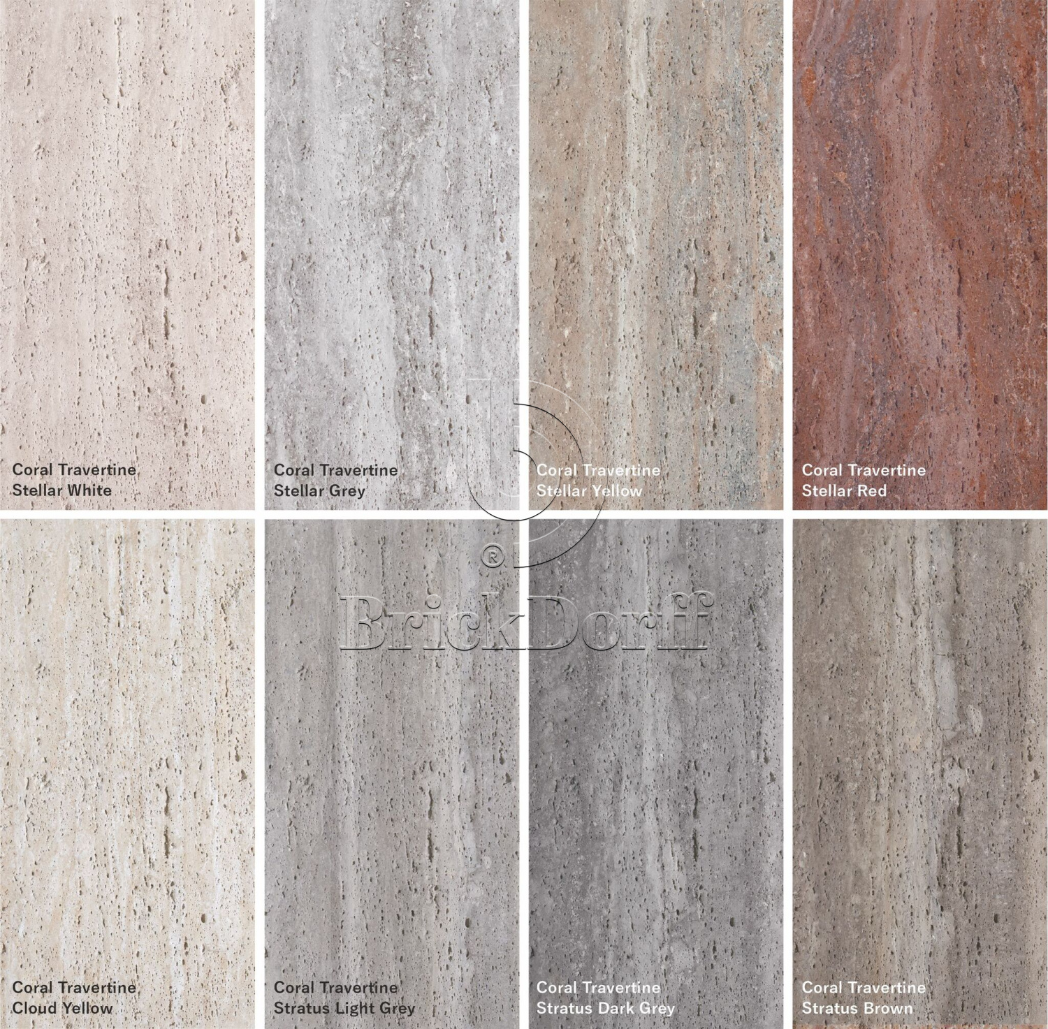 Coral Travertine Stellar White (белый травертин с мягкой матовой поверхностью) — гибкий камень 1200×600 мм