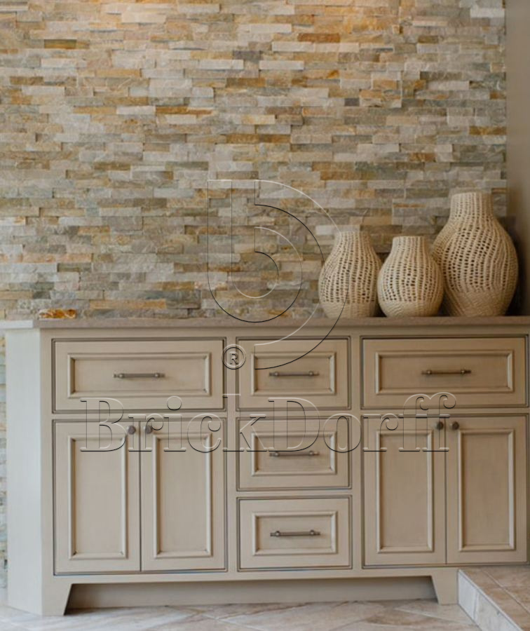 Сланец Бежевый-014 600*150*10-20 мм, натуральный камень для фасада и интерьера BD