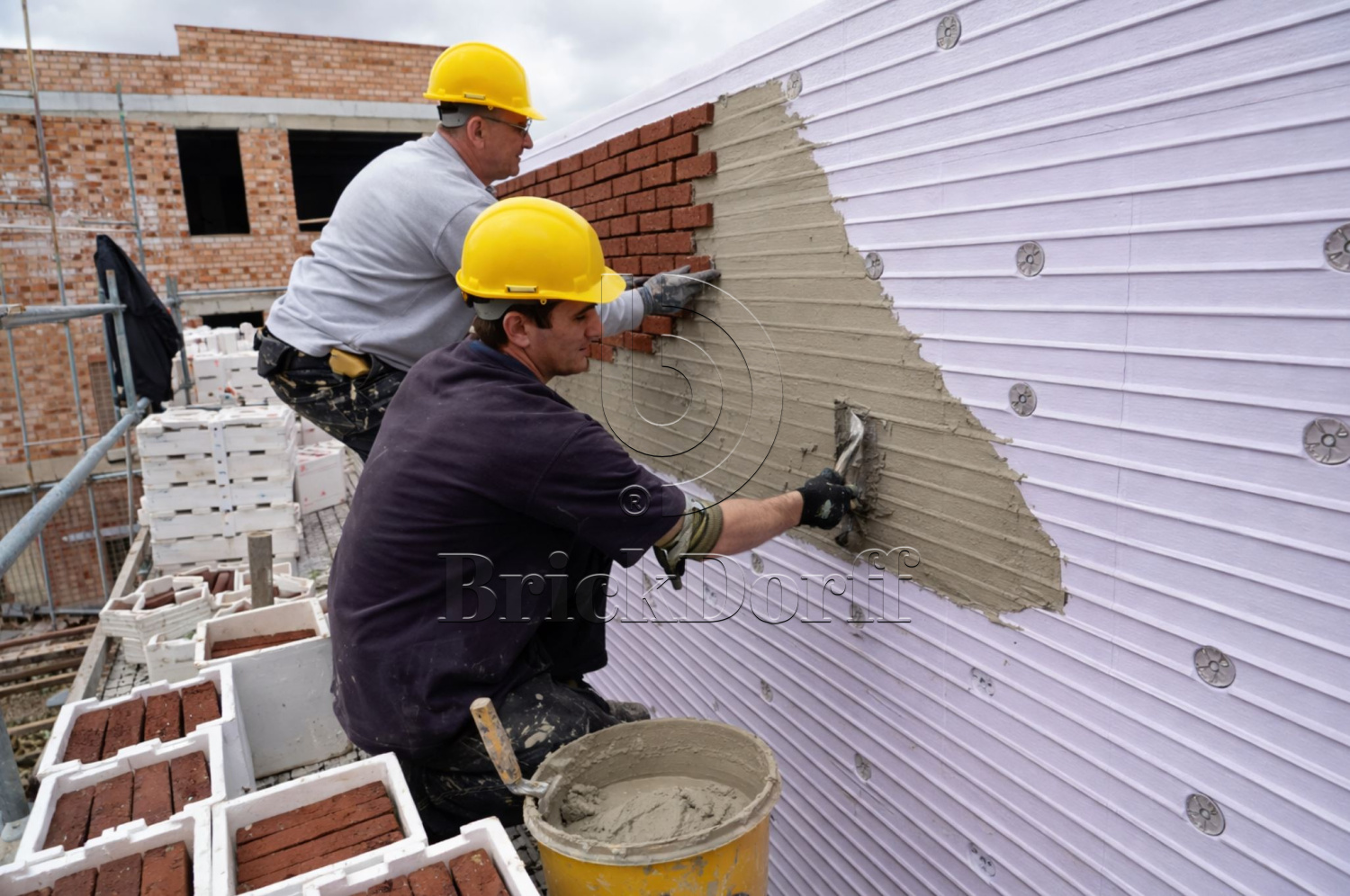 Фасадная панель утепления ППС 80 мм с направляющими под клинкерную плитку RF, размер 540х1000х80 мм