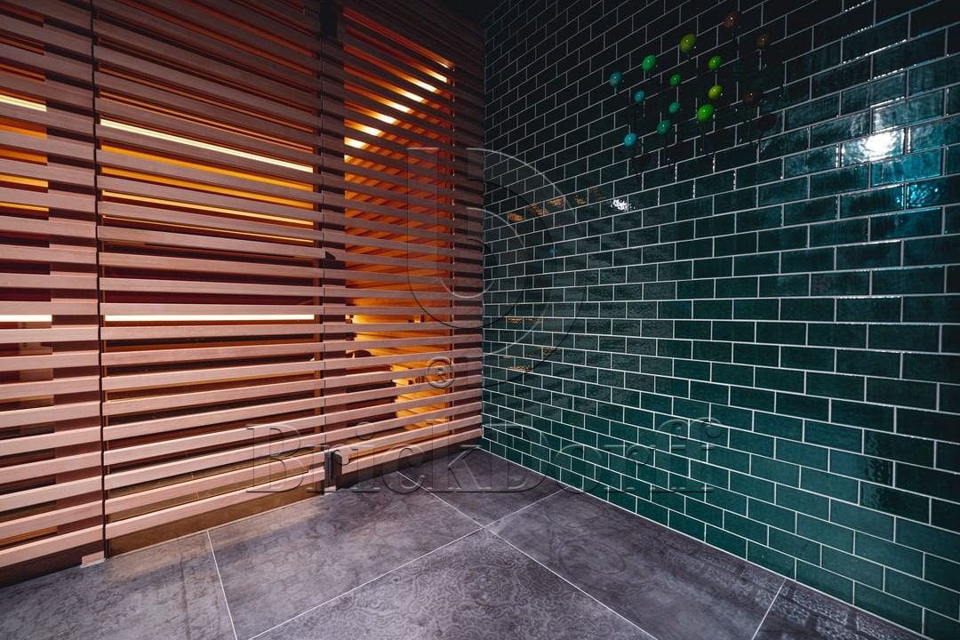 Глазурованная клинкерная фасадная плитка облицовочная под кирпич Зеленая, 240*71*10 мм