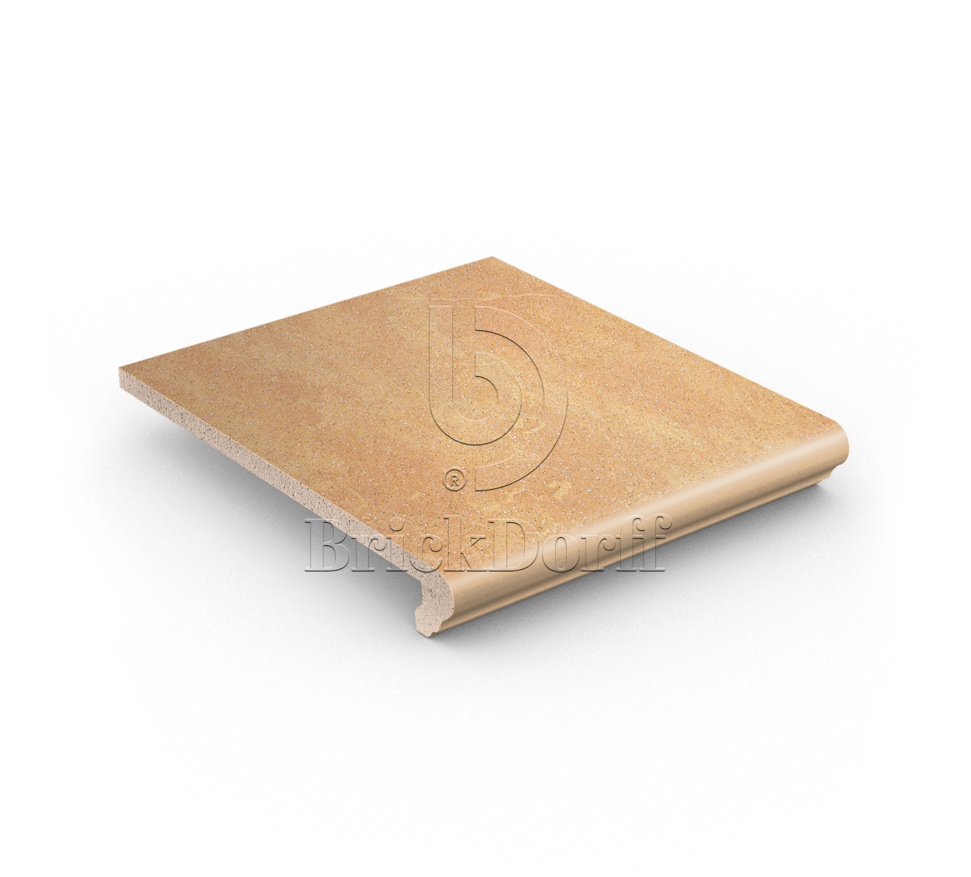 Клинкерная ступень флорентинер противоскользящая плитка Stroeher KERAPLATTE ROCCIA 834 giallo 340*294*12 мм