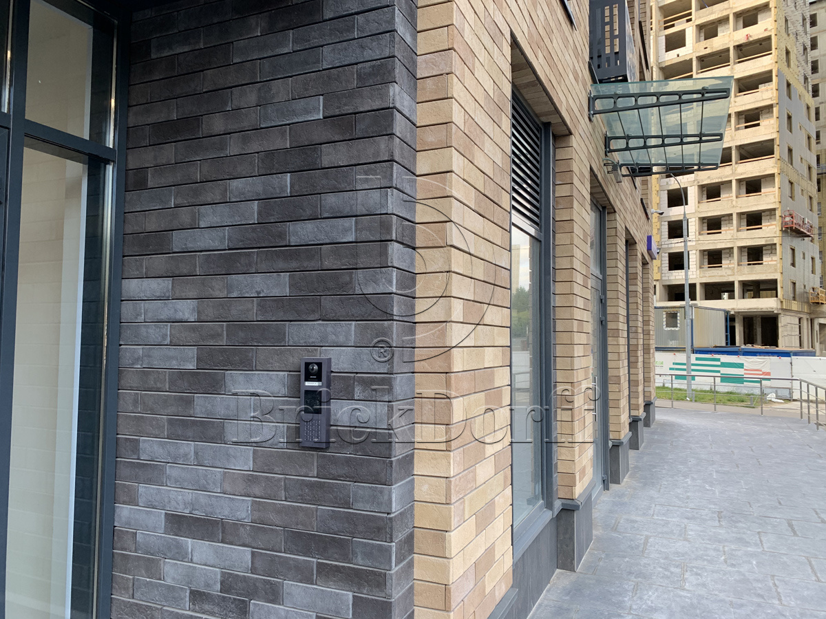 Борн-1 Плитка под кирпич для навесного вент фасада без расшивки шва  250X65X24 мм искусственный камень