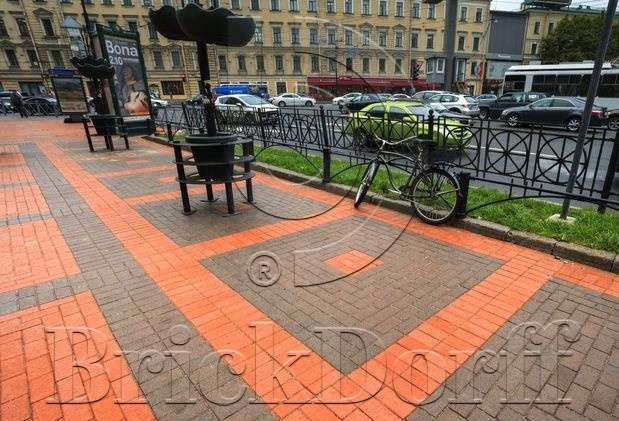 Тротуарная плитка / брусчатка Клинкерная ЛСР (RAUF Design) красный "Лондон" 200*100*50 мм