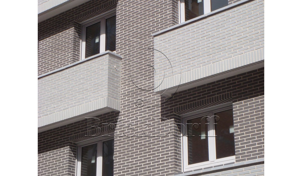 Глазурованная клинкерная фасадная плитка под кирпич ABC Dunkelgrau 380 серая, 240*52*10 мм