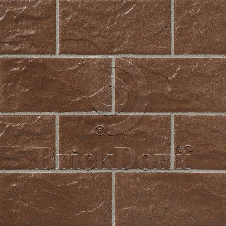 Клинкерная фасадная плитка облицовочная под камень Stroeher (Штроер) Kerabig KS 13 tabakbraun рельефная, 302*148*12 мм