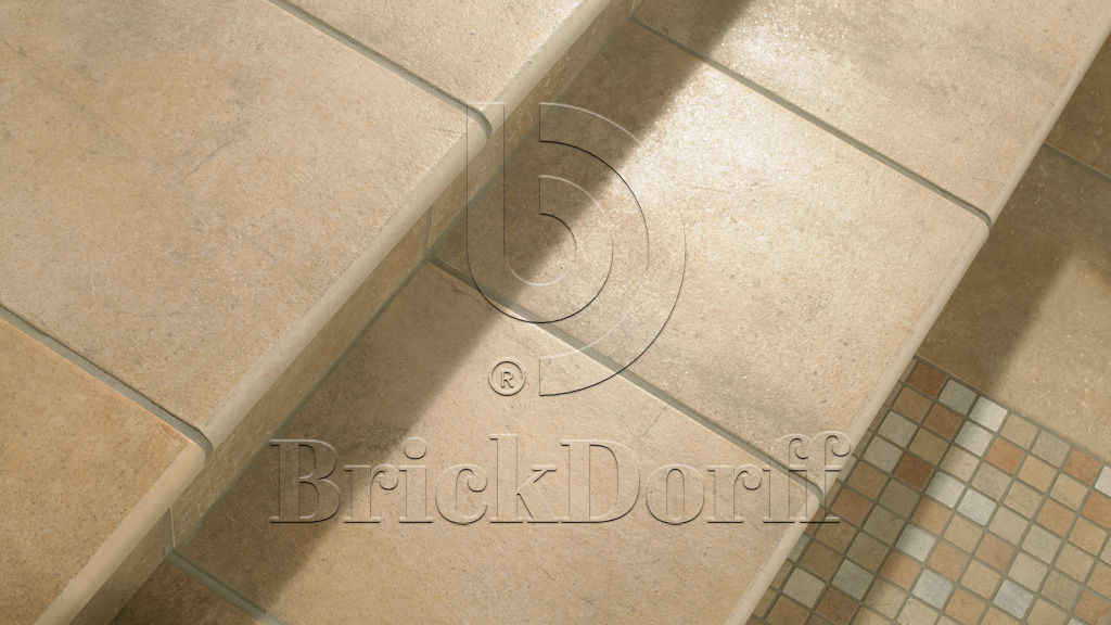 Клинкерная ступень флорентинер противоскользящая плитка Stroeher KERAPLATTE AERA 725 faveo 340*240*12 мм