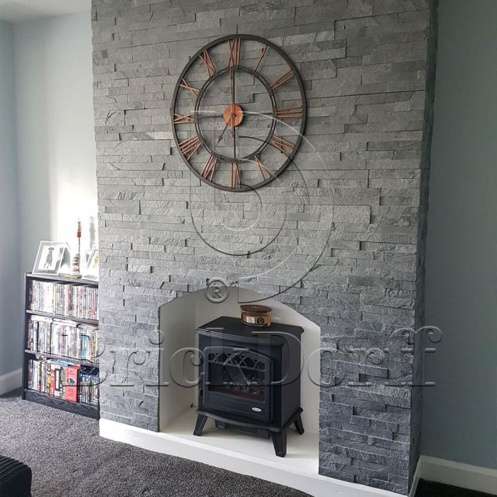 Сланец Черный-018 600*150*10-20 мм, натуральный камень для фасада и интерьера BD