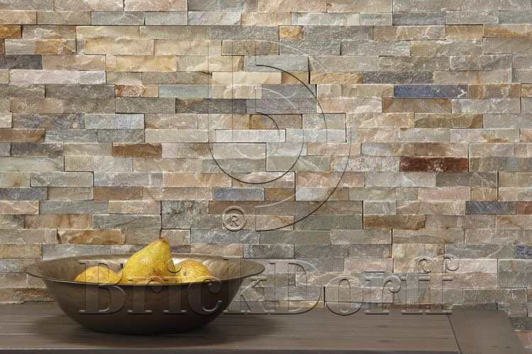 Сланец Бежевый-014 600*150*10-20 мм, натуральный камень для фасада и интерьера BD