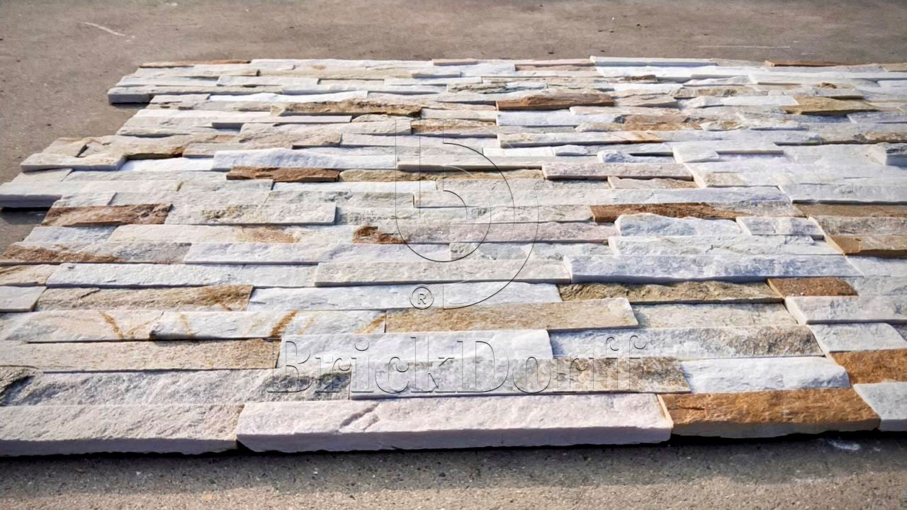 Сланец Бежевый-014 600*150*10-20 мм, натуральный камень для фасада и интерьера BD