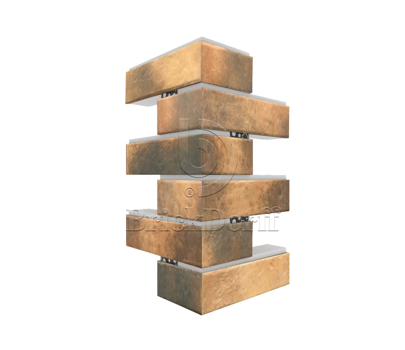 Retro Brick Curry угловая фасадная термопанель из пенополистирола ППС 60 мм, 0,17 м2 с клинкерной плиткой