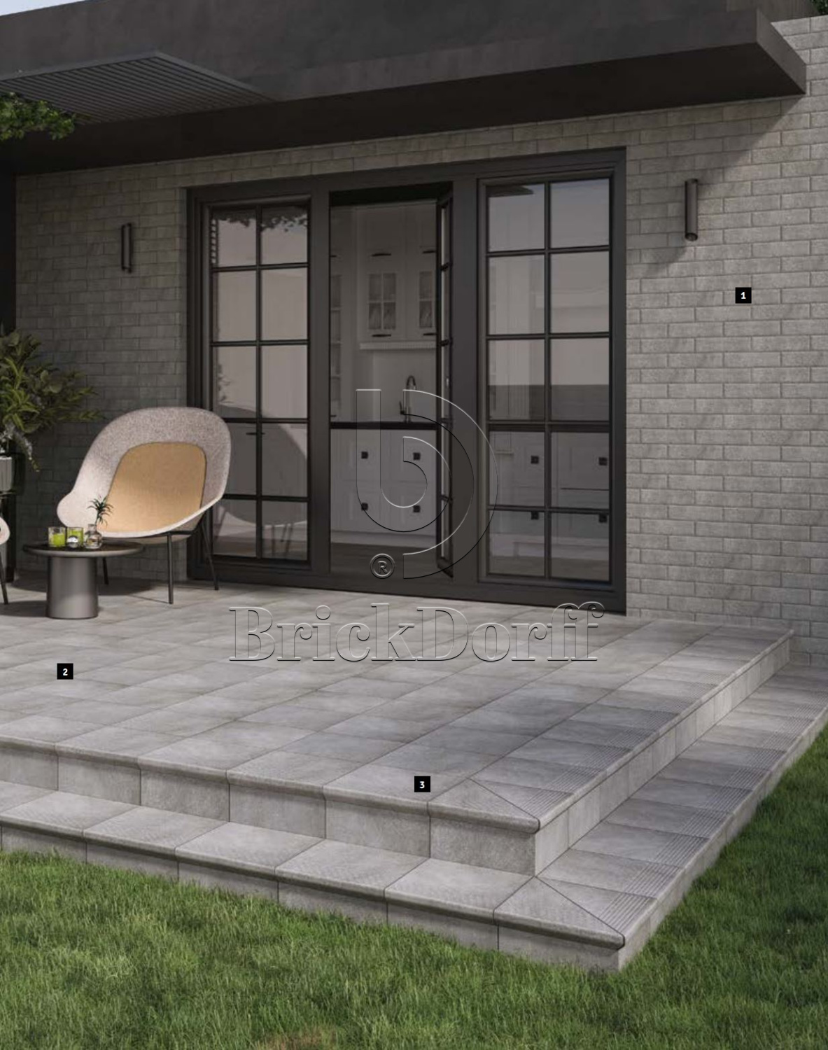 Клинкерная плитка Mattone Pietra Grafit 300x300x11 – для улицы, террасы, крыльца, лестницы, морозостойкая