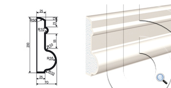 МОЛДИНГ цокольный для Фасада и Интерьера - лепнина, декор из пенополистирола ЦВ-200/3 200*70*2000 мм