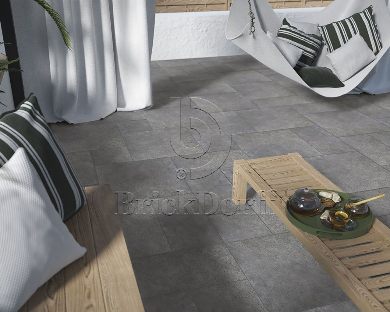 Optimal Grafit 595*895*20 мм тротуарная плитка уличная, противоскользящая, керамогранитная Paradyz