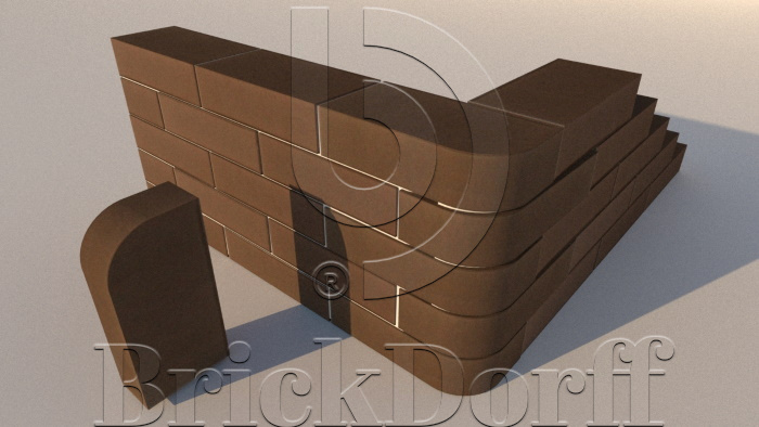 12.201115L Lode Brunis F15 гладкий, 250*120*65 мм, Кирпич радиусный полнотелый