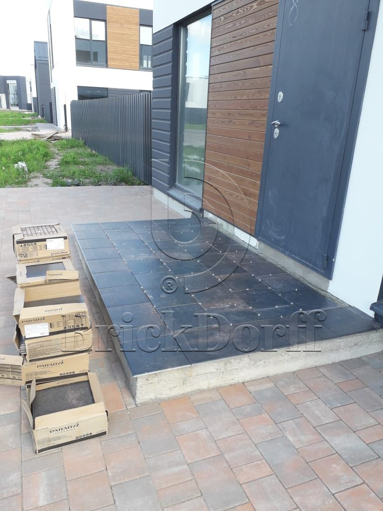 Клинкерная ступень флорентинер Scandiano Brown противоскользящая с капиносом, коричневый 330x300x11 мм