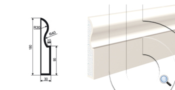 МОЛДИНГ цокольный для Фасада и Интерьера - лепнина, декор из пенополистирола ЦВ-180/1 180*30*2000 мм