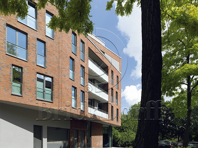 Клинкерная фасадная плитка облицовочная под кирпич Stroeher (Штроер) Zeitlos 353 eisenrost рельефная, 400*35*14 мм